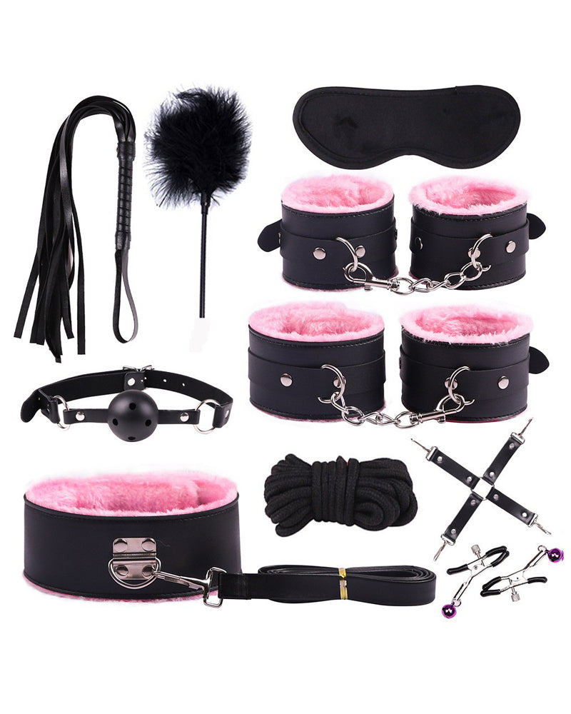SM Sexy Plush Leather Bondage 10-Piece Set