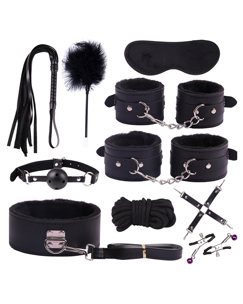 SM Sexy Plush Leather Bondage 10-Piece Set