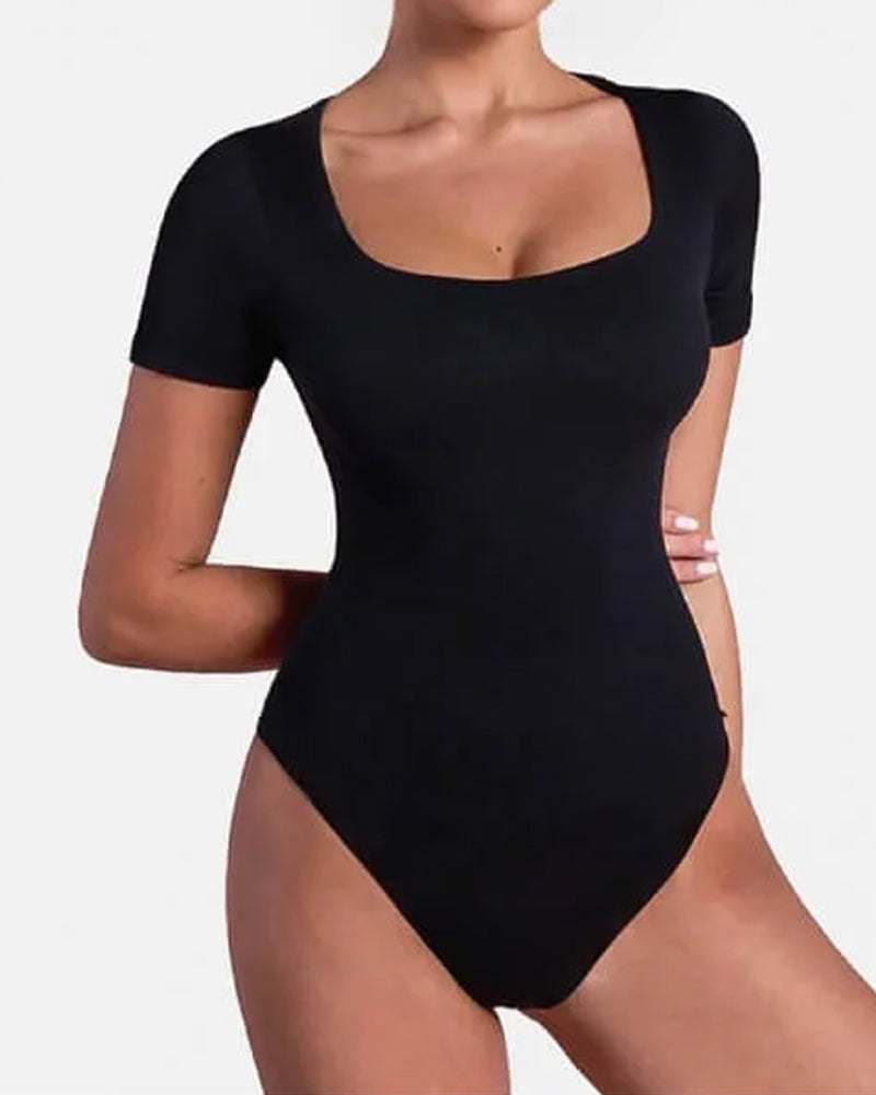 Women's Tummy-Control Seamless Shaping Short-Sleeved Bodysuit