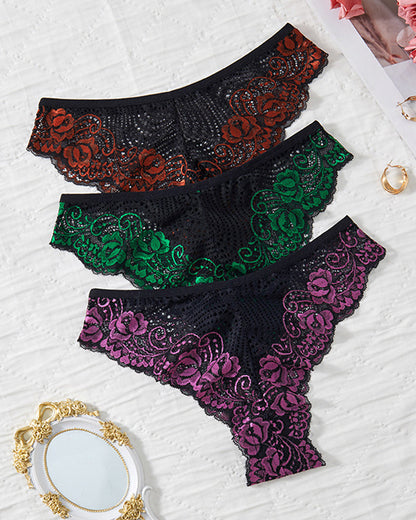 3-pack Low Rise Colorblock Stretch Lace Briefs