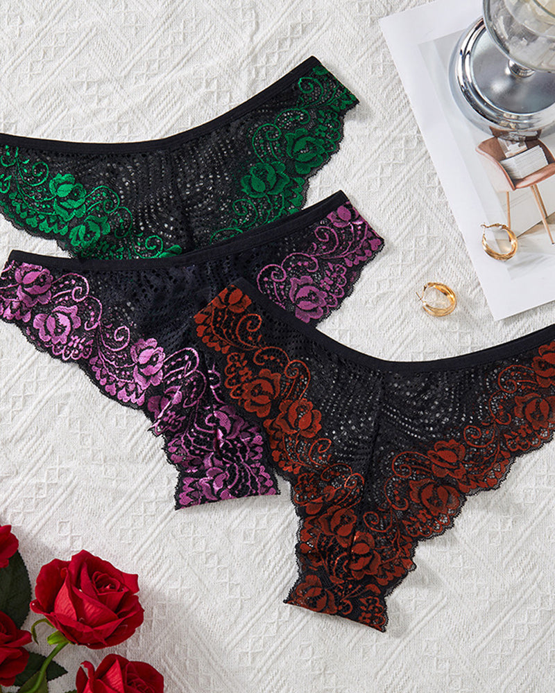 3-pack Low Rise Colorblock Stretch Lace Briefs