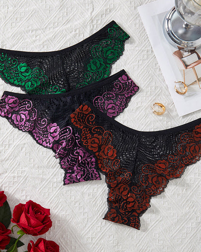 3-pack Low Rise Colorblock Stretch Lace Briefs