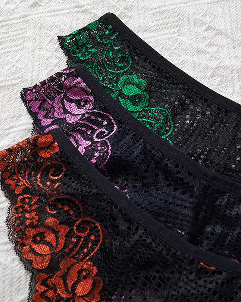 3-pack Low Rise Colorblock Stretch Lace Briefs