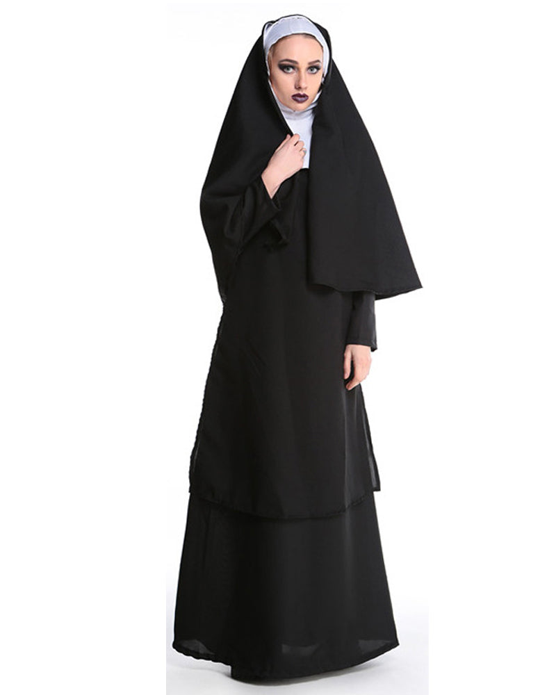 Halloween Black Priest Costume Maria Priest Nun Costume Role Play Costume Suit