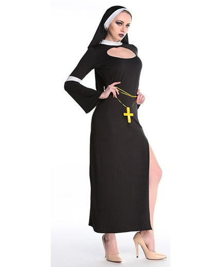 Halloween Black Priest Costume Maria Priest Nun Costume Role Play Costume Suit