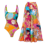 Swimsuit and skirt