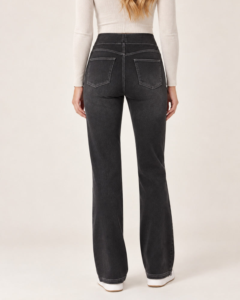Casual High Waist Washed Bootcut Jeans