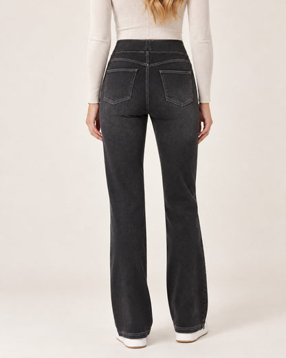 Casual High Waist Washed Bootcut Jeans