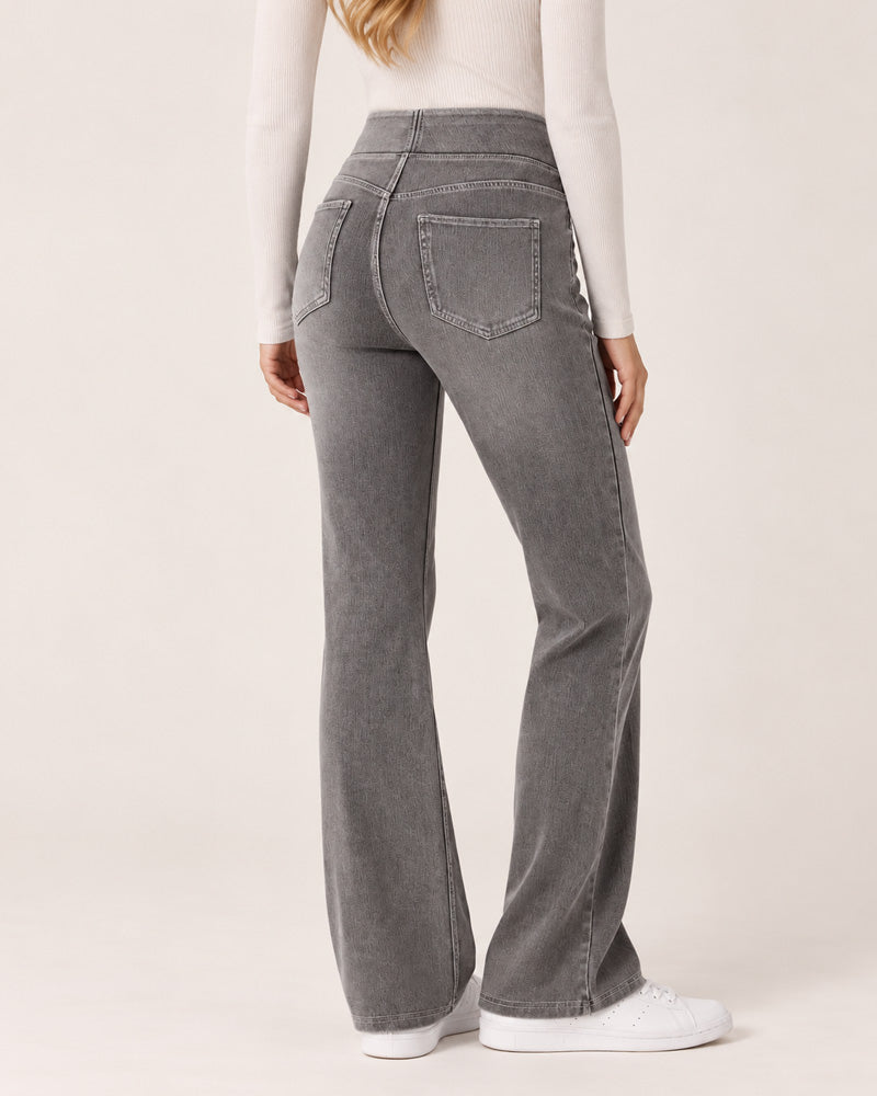 Casual High Waist Washed Bootcut Jeans