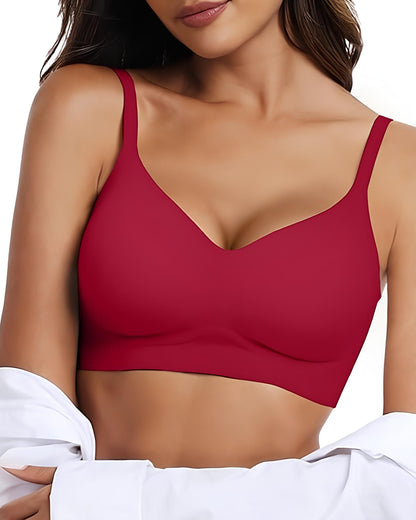 Women's V-neck Seamless Breathable Push-up Vest Bra  with Two Removable Shaping Pads