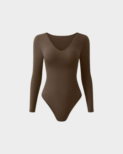 Floralshe® Sexy Ribbed V Neck Long Sleeve Bodysuits
