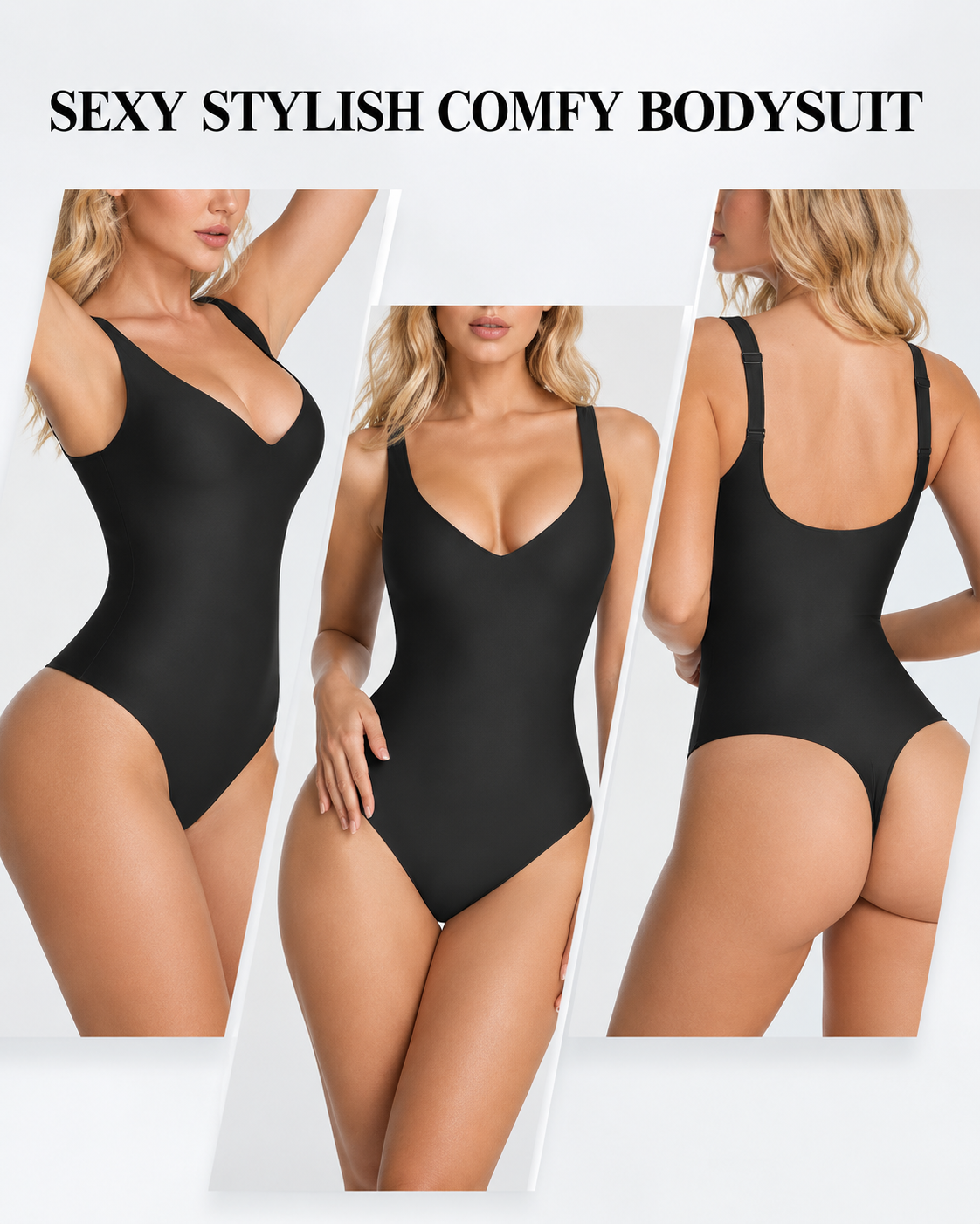 Deep V Seamless Elastic Tummy Control Shaping Bodysuit
