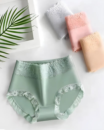 Women's Pure Cotton Breathable Skin-friendly Lace Trim Tummy Control Panties