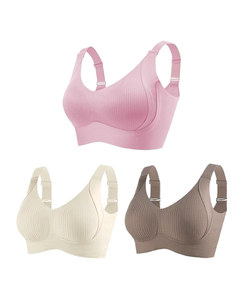 Women's Solid Color Four Rows Adjustable Wireless Bra