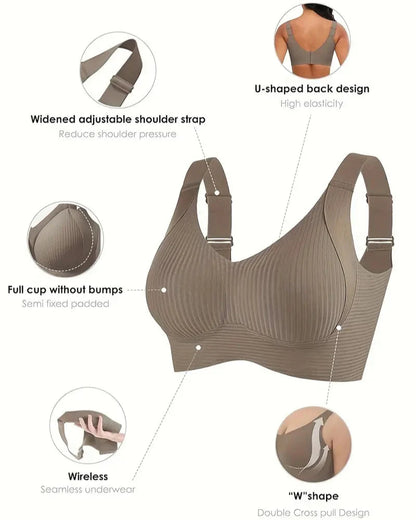 Women's Solid Color Four Rows Adjustable Wireless Bras
