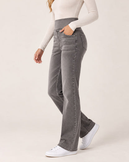 Casual High Waist Washed Bootcut Jeans