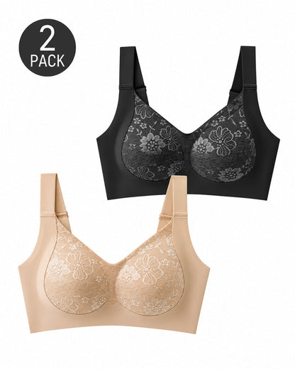 2-Pack Seamless Lace Breathable Push-Up Bra