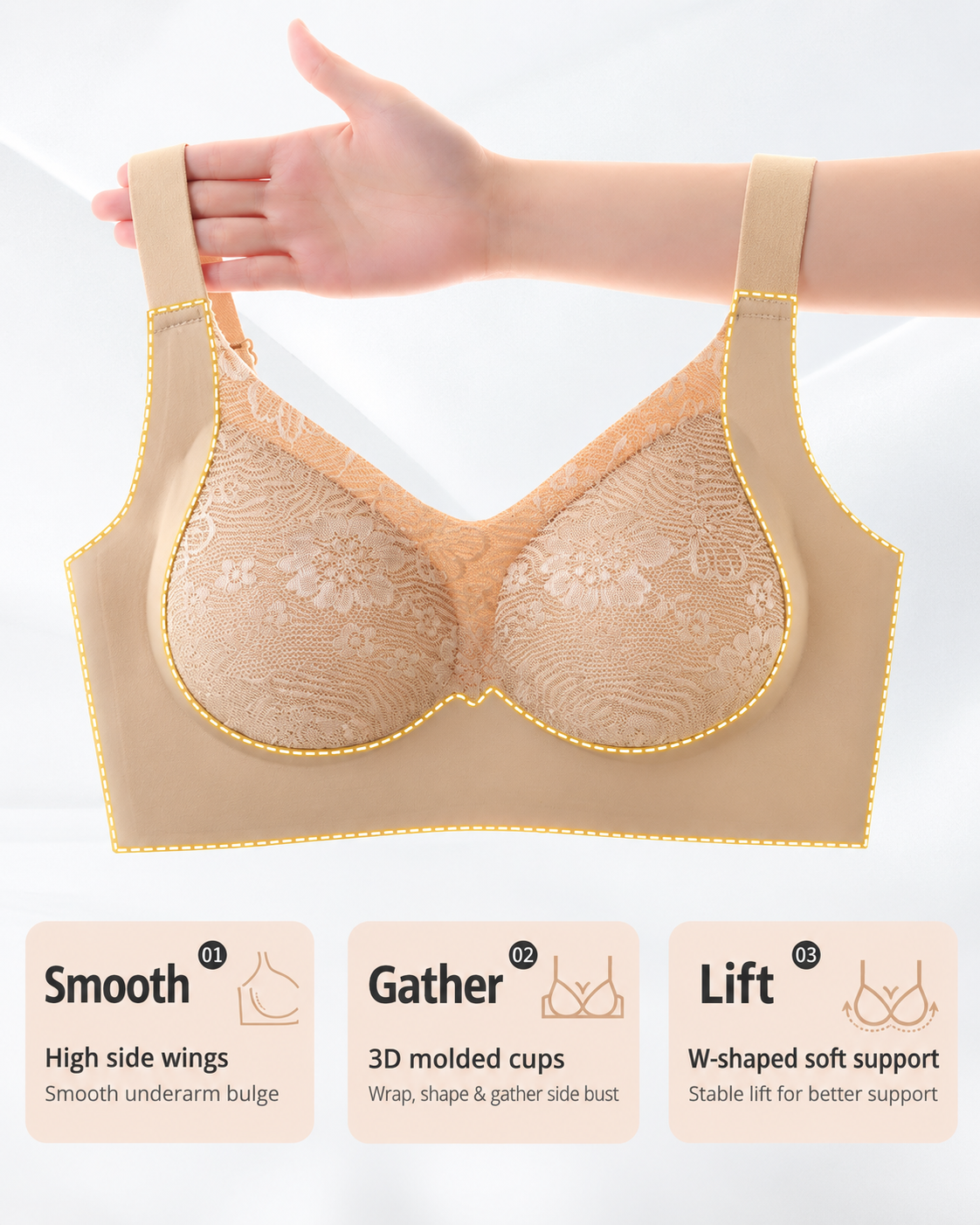 2-Pack Seamless Lace Breathable Push-Up Bra