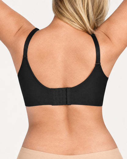 Deep V Seamless Elastic Ribbed Wire-Free Push-Up Bra