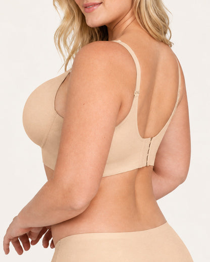 Deep V Seamless Elastic Ribbed Wire-Free Push-Up Bra