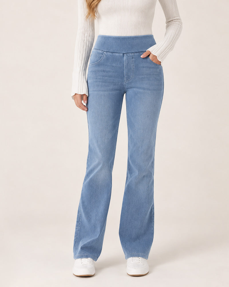 Casual High Waist Washed Bootcut Jeans