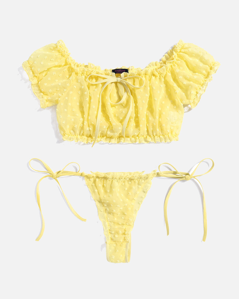 Floral Mesh Ruffle Lingerie Set