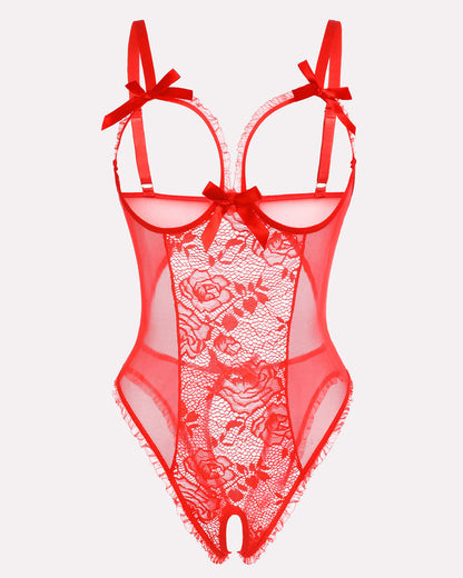 Crotchless Lace Mini Bodysuit
