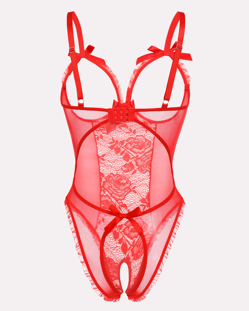 Crotchless Lace Mini Bodysuit