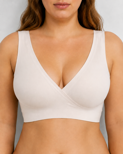 Deep V Crossover Wire Free Seamless Maternity Vest Nursing Bra