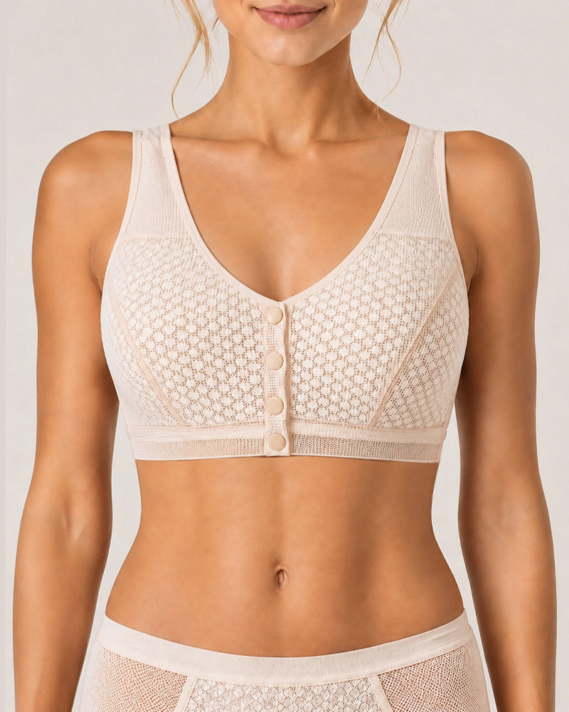 Front Closure Ultra-thin Breathable Mesh Seamless Wire-free Vest Bra