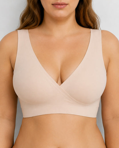 Deep V Crossover Wire Free Seamless Maternity Vest Nursing Bra
