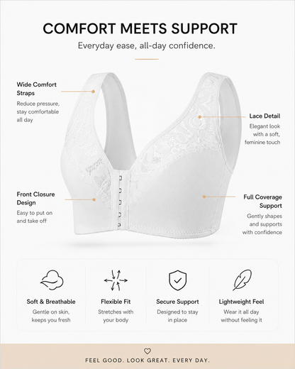 2-Pack Deep V Front Closure Lace Trim Vest Bra