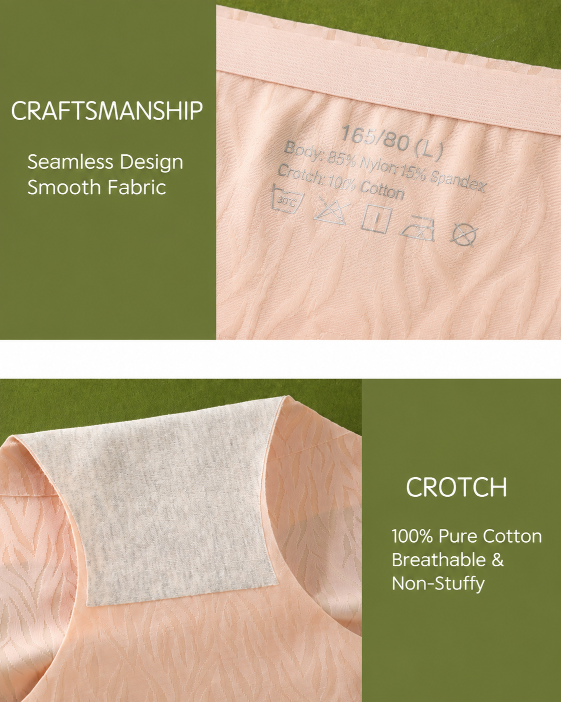 5-Pack High Waist Seamless Ice Silk Breathable Jacquard Panties