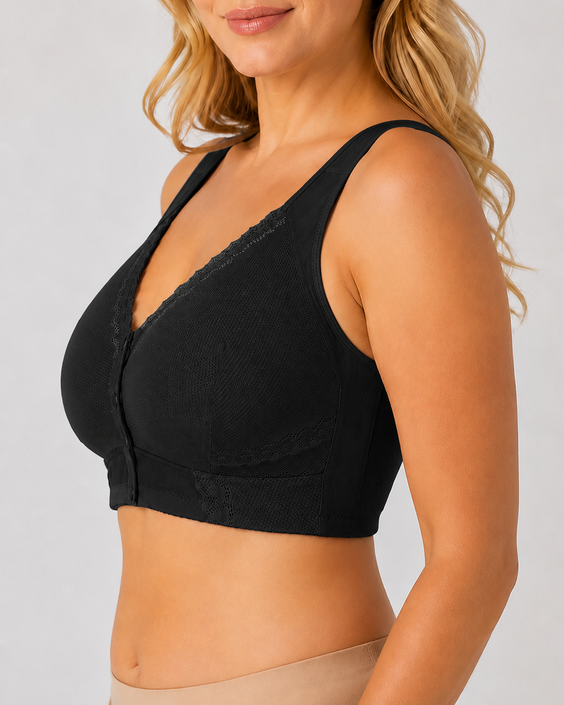 Plus Size Front-Close Seamless Wire-Free Full Cup Breathable Bra