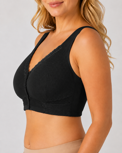 Plus Size Front-Close Seamless Wire-Free Full Cup Breathable Bra