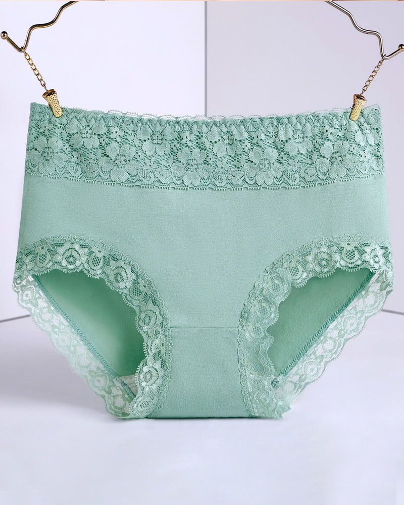 Women's Pure Cotton Breathable Skin-friendly Lace Trim Tummy Control Panties