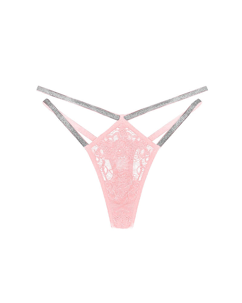 Sexy Lace Openwork Shiny Belt Low-rise Thong