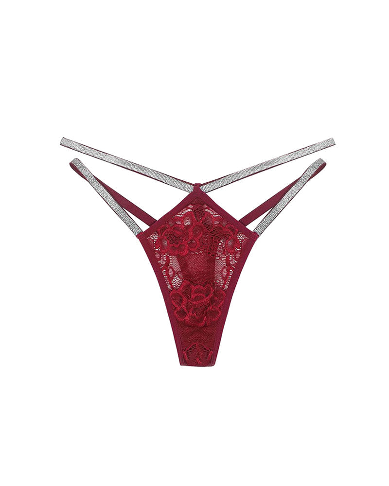 Sexy Lace Openwork Shiny Belt Low-rise Thong