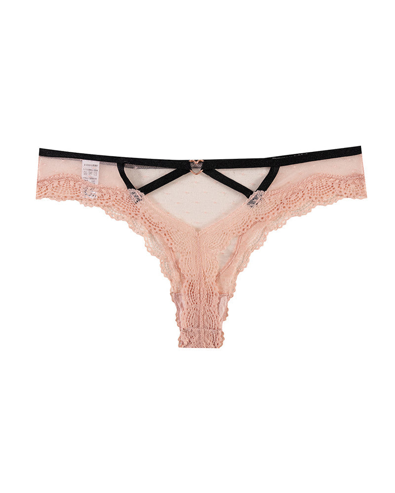 Sexy Polka Dot Lace Cutout See-through Thong