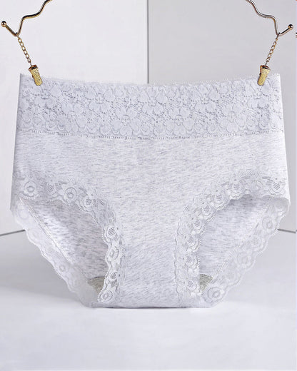 Women's Pure Cotton Breathable Skin-friendly Lace Trim Tummy Control Panties