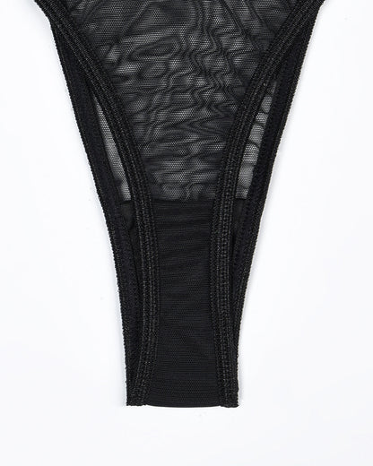 4 Piece Sheer Mesh Bra and Thong Set