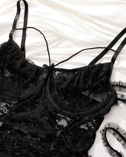 Plus Size Sheer Lace Bodysuits