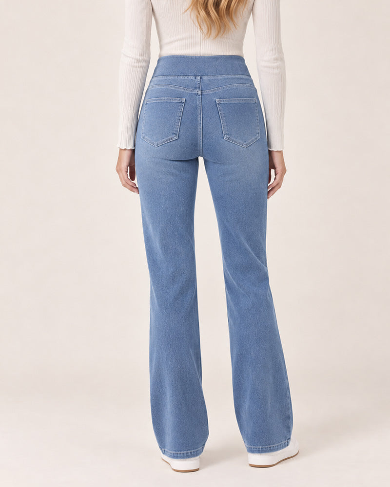 Casual High Waist Washed Bootcut Jeans