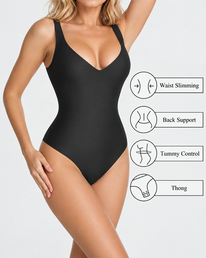 Deep V Seamless Elastic Tummy Control Shaping Bodysuit
