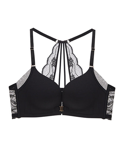 Sexy Front Closure Seamless Wire-Free Push-Up Lace Back Bra