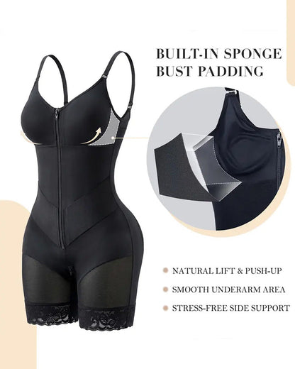 Women Tummy Control V-shaped Elastic Band with Zipper Closure Shapewear