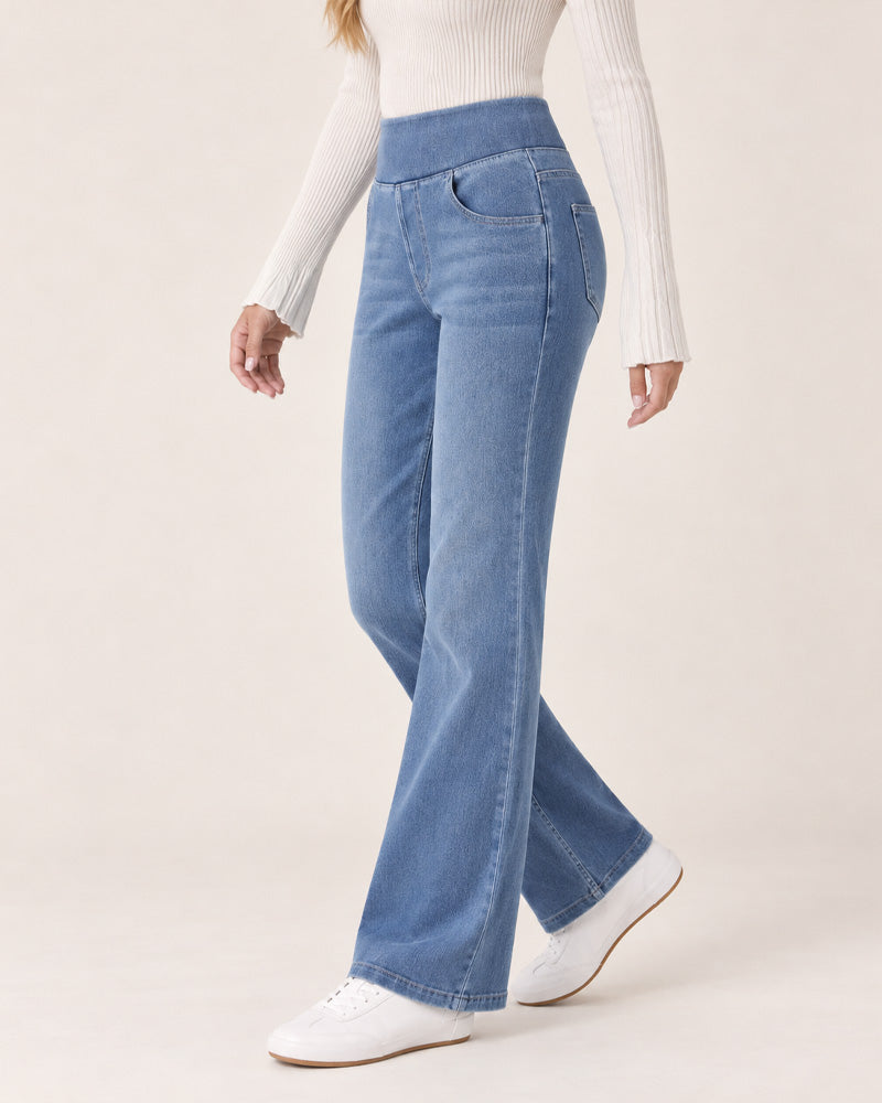Casual High Waist Washed Bootcut Jeans