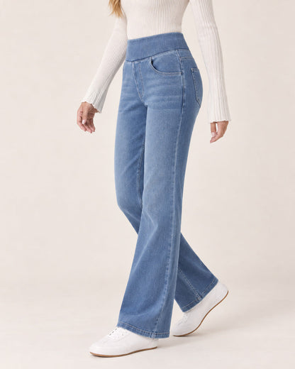 Casual High Waist Washed Bootcut Jeans
