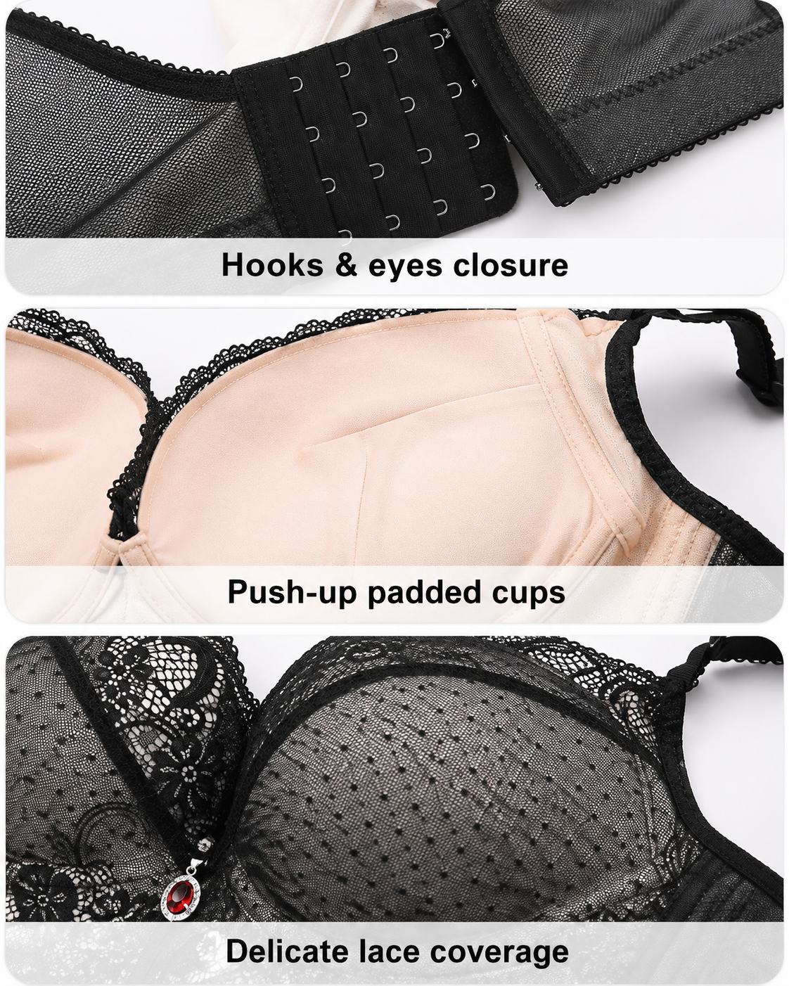 Women's Underwire Padded Push Up Lace Bras