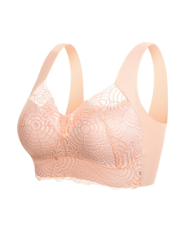 Full-Figure Seamless Lace Cut-Out Bra